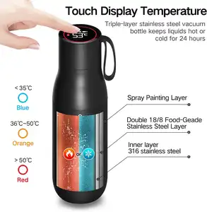 Thermos Vacuum Flask With TDS Water Quality Test Temperature Display Drinking Reminder LED Smart Stainless Steel App For Wedding