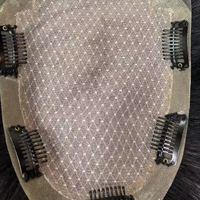 Système capillaire pour homme en cheveux humains, toupet de remplacement droit, base en soie noire naturelle de 6 pouces, haute qualité, prêt à être expédié