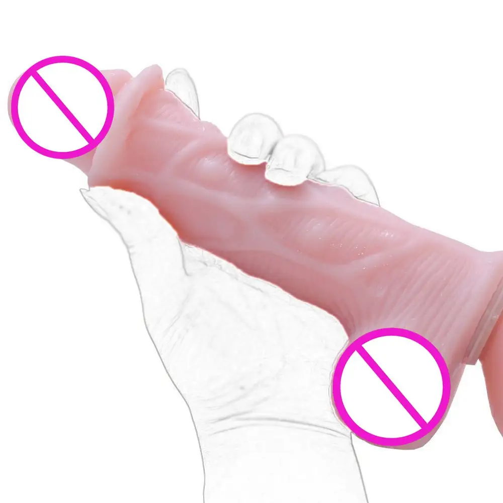 Livraison gratuite 8 pouces réaliste prépuce gode G-Spot Stimulation forte ventouse pénis artificiel jouets sexuels pour femmes homme