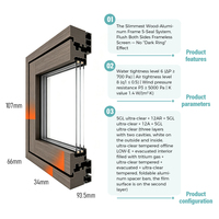 Ventana Abatible de Madera Revestida de Aluminio W-FL95-IW Personalizada Sayyas con Relleno de Gas Argón y Diseño de Marco con Rotura de Puente Térmico