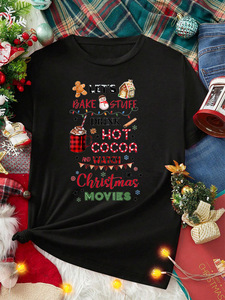 Ropa Venta directa de fábrica Estilo navideño Moda de verano y ocio Familia de <span class=keywords><strong>mujer</strong></span> <span class=keywords><strong>Camiseta</strong></span> de manga corta con cuello redondo - Product Image 6