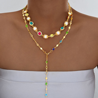 Colliers et Pendentifs Étanche en Acier Inoxydable Série Océan, Bijoux d'Été Tendance avec Coquillages et Perles, Chaînes Chokers