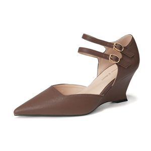 Sandales compensées à bout pointu avec doublure en PU et fermeture à boucle, confortables pour femme 7000A - Product Image 5