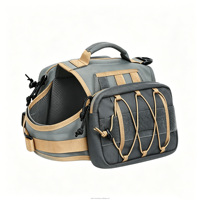 Sac de selle tactique personnalisé pour chien, marron, en nylon robuste, avec sangles MOLLE et rangement élastique pour grands chiens de travail