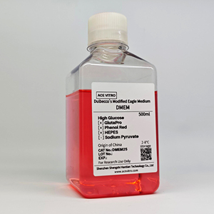 ACE VITRO OEM 500ml Réactifs et produits chimiques de laboratoire DMEM25 Milieu de culture à haute teneur en glucose GlutaPro Rouge de Phénol Pyruvate de sodium 1 an - Product Image 2