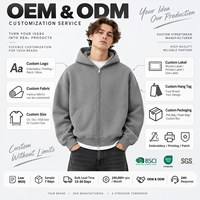 Sweat à capuche zippé double 350 GSM en molleton épais coupe boxy pour homme, style streetwear, fabrication en marque blanche