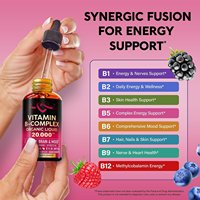 Gouttes liquides de complexe de vitamines B 8-en-1 (B1, B2, B3, B5, B6, B7, B9, B12) 60 ml – Nutrition quotidienne en gros