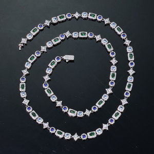 New 6mm <b>Iced</b> Out Diamond Star <b>Chain</b> Bracelet Colorful Geometric Zircon Brass Hip Hop Fine Jewelry - Product Image 3