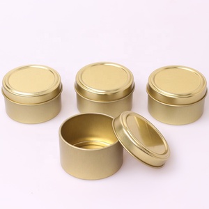 Gold Tea Tin Grey Tea Box Matte Green Small Round Shaped Tin Mini Tea Candle