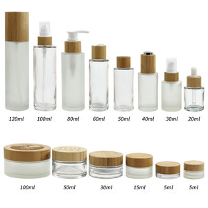 Mỹ phẩm Bộ chăm sóc da tre bơm đầu Lotion kính trắng Frosted dropper chai bao bì container - Product Image 6