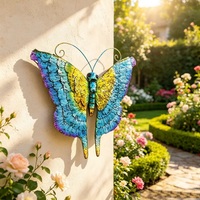 Art mural 3D en métal multicolore fait à la main, papillons pour décoration murale intérieure et extérieure, jardin