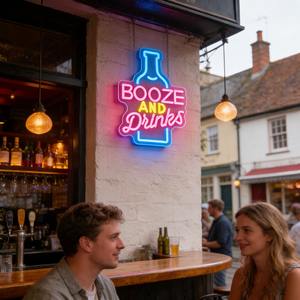 Enseigne néon LED « BOOZE and Drinks », décoration murale pour bar à domicile, fête, mariage, club - Product Image 5