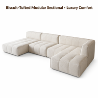 Canapé modulaire sectionnel Rice, convertible en forme de U, en tissu, assise profonde, pour salon