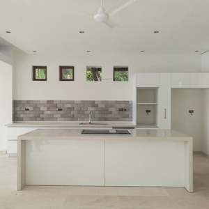 Îlot de cuisine moderne de grande taille, meubles de cuisine modernes, armoire de cuisine en PVC blanc brillant - Product Image 4