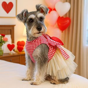 Jupe en tissu doux et moelleux pour chien, motif écossais avec nœud, style princesse, pour animaux de compagnie, mode canine - Product Image 3