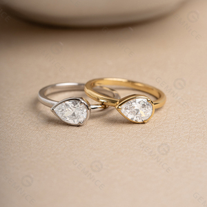 Gemnel - Juego de Joyería de Plata de Ley 925 con Diseño Minimalista, Collar con Colgante de Zirconia en Forma de Pera y Anillo - Product Image 6
