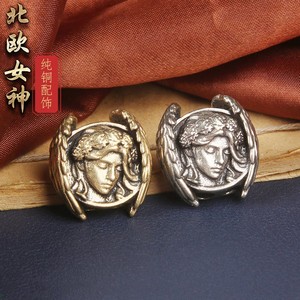 Perle ONE Vintage 3D en laiton Paktong Cuivre Blanc Freyja Déesse <span class=keywords><strong>de</strong></span> <span class=keywords><strong>la</strong></span> <span class=keywords><strong>Guerre</strong></span> Viking pour Paracord, trou <span class=keywords><strong>de</strong></span> 3,5 mm, accessoire décoratif pour porte-clés <span class=keywords><strong>de</strong></span> couteau EDC - Product Image 1