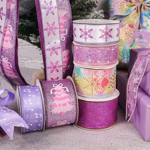 Fita de Natal de Linho com Borda Aramada para Decoração de Árvore de Natal, Decoração de Festas e Embrulho de Presentes - Estampa de Rena e Alce - Product Image 1