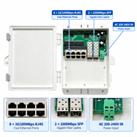 Switch Ethernet Cepat 8 Port Dengan 2 Gigabit SFP Uplink, Casing Tahan Air IP53 untuk Luar Ruangan, Hub Jaringan Serat Optik Non-PoE, OEM ODM