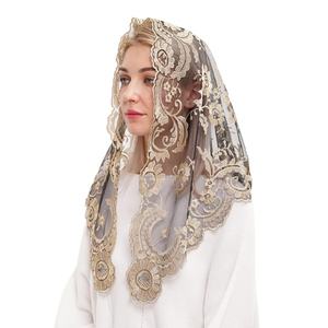 Couvre-chef pour femmes, broderie de style espagnol, voile triangulaire <span class=keywords><strong>catholique</strong></span>, dentelle de style église, mantilla - Product Image 4