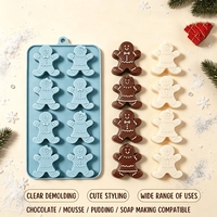 Moule en silicone Bonhomme en pain d'épices de Noël, sans BPA, qualité alimentaire, antiadhésif, écologique, compatible four, pour savon, gâteau, chocolat, bougie, cire, DIY
