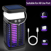 Nouvelle Lampe Solaire Anti-Moustiques LED Électrique UV Extérieure, Rechargeable USB, Étanche IP65, avec Fonction Veilleuse et Intensité Réglable