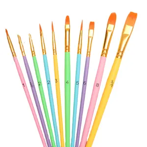 Opeth 10 adet Paintbrushes Set Macaroon renk yağlıboya kalemler ahşap çubuk naylon boyama sanatçı fırçalar