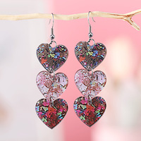Nouvelles boucles d'oreilles pendantes en acrylique en forme de cœur pour la Saint-Valentin avec paillettes, boucles d'oreilles pour la Saint-Valentin pour les fêtes, les rendez-vous, boucles d'oreilles pour femmes