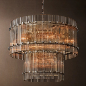 Lustre rond à <span class=keywords><strong>deux</strong></span> niveaux en verre RHOEM RH San Marco, lustre pour escalier, lustre pour villa, salon, éclairage de luxe, décoration de la maison - Product Image 1