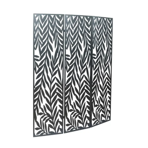 <span class=keywords><strong>Paravent</strong></span> d'extérieur <span class=keywords><strong>en</strong></span> <span class=keywords><strong>métal</strong></span> personnalisé, décoratif, motif feuille de <span class=keywords><strong>saule</strong></span>, pliable, noir, séparateur de pièce/jardin - Product Image 4