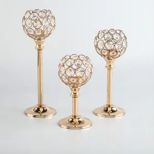 Europese Metalen Acryl Ornamenten Luxe Kristal Theelichtje Kandelaar Voor Bruiloft Hotel Huisdecoratie Kaarslicht Diner