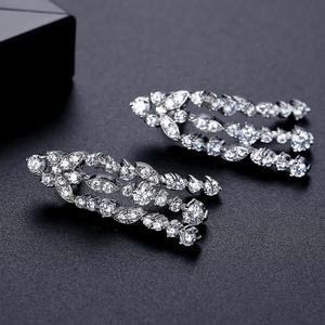 High-End Fashionable Gold Plated <b>Copper</b> Studded Zircon Drop Earrings Stylish Tassel Women's Bridal Anniversary <b>Jewelry</b> - Product Image 4