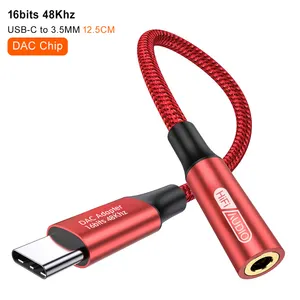 USB C至3.5毫米音频适配器高分辨率16位/48KHz USB C至Aux加密狗HiFi耳机插孔电缆，适用于iPhone 15 Pro Max Plus三星