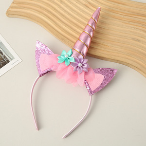 Serre-tête Licorne DAMAI pour Filles, Bandeau à Cornes Scintillantes avec Fleurs, Accessoire de Fête d'Anniversaire pour Enfants, Costume de Cosplay, Accessoire Photo - Product Image 2