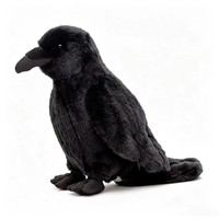 Nouvelle Peluche Corbeau Noir Réaliste, Animal en Peluche Corbeau Entièrement Noir, Décoration Gothique pour Chambre, Cadeau, Jouet de Collection en Gros