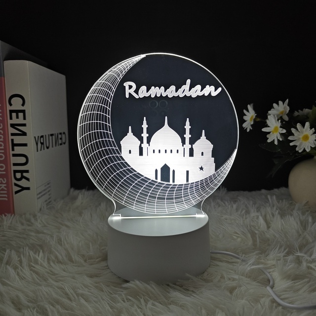 Hot Sale Jesus Night Light with Muslim Pattern 3D Design LED Warm White & Tricolor Adjustable USB Powered for Bedroom Prayer Use