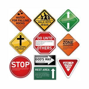 Christian Road Signs Wall Decal Traffic Street Signs Stickers Stop Street Transportation Calcomanías de vinilo para pared para dormitorio Aula - Product Image 1