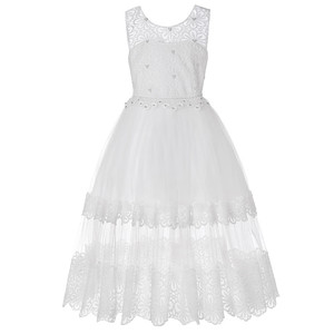 Girls Princess Dress Burgundy Lace Beaded Tutu Stage Performance Wear For Children's Day - Product Image 5