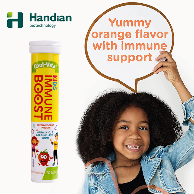 GMP Certified Kids & Teenagers Immune Support Effervescent Tablets with Vitamin C D Zinc Calcium & Iron