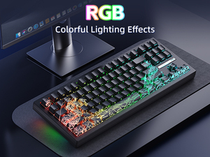 Clavier mécanique sans fil Zornher ZH870 noir Ukiyo-e avec rétroéclairage RGB artistique pour jeux, 87 touches pour ordinateur portable - Product Image 4