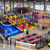 Équipement de parc de trampolines commercial personnalisé Vabibo TP149, aire de saut intérieure, fosse à mousse, centre de jeux familial, capacité de 100 à 500 kg