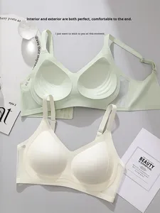 Women's Summer Thin Solid <b>Wire</b>-Free Adjustable Straps Large Size Knitted Bralette Sexy V-Neck <b>Soft</b> Breathable 3D Jelly Strip - Product Image 6