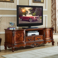 Meuble TV de salon multi-tailles, meuble TV classique en bois massif avec tiroirs, OEM acceptable, meubles de villa, table TV en bois