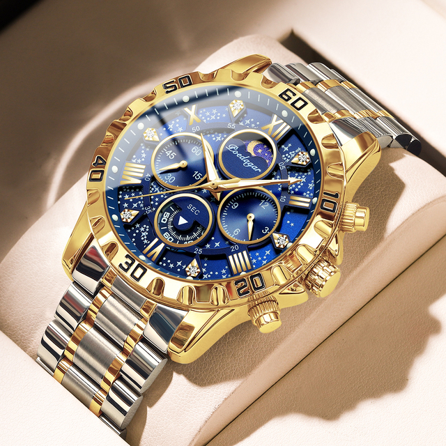 Poedagar Hot Sale Wristwatch Stainless Steel Chronograph Men Quartz Watch Waterproof Luminous Watch for Men
