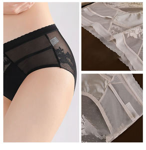 Braguitas de Cintura Media <span class=keywords><strong>para</strong></span> Chicas Curvilíneas, Talla Grande, Lencería Ligera de Lujo, Encaje Sexy, Malla Transparente, 100.00 kg - Product Image 6