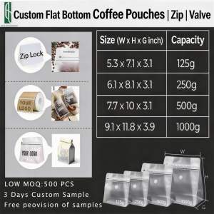 ถุงกาแฟหยาบแบบพิเศษ, ถุงกาแฟรีไซเคิลได้พื้นผิวหยาบถุงกาแฟกึ่งใสถุงชากาแฟ - Product Image 4