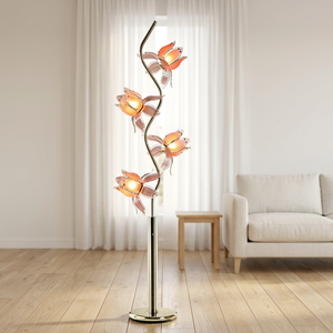 Lampe sur pied moderne en forme de fleur de lotus, abat-jour en lin en forme de pétale pour la décoration de la maison, salon, bureau, chambre, ampoule incluse - Product Image 1