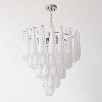 Lustre en verre de Murano pour le salon, la salle à manger et la chambre principale Éclairage de luxe moderne du milieu du siècle avec cadre en fer