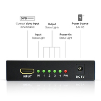 1x4 Convertisseur séparateur compatible HDMI 1 entrée 4 sorties HD 1.4 Amplificateur séparateur HDCP 4K/1080P double affichage pour HDTV DVD PS3 Xbox