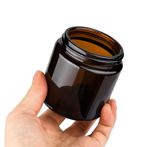 Pots cosmétiques à face droite <span class=keywords><strong>4</strong></span> oz 8oz Bougie ronde à paroi épaisse faisant du beurre corporel Pots en verre ambré - Product Image 6